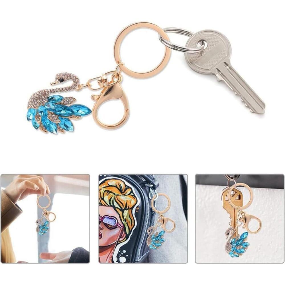 Swan Shaped Keychain In Blue - Picture 5 of 9